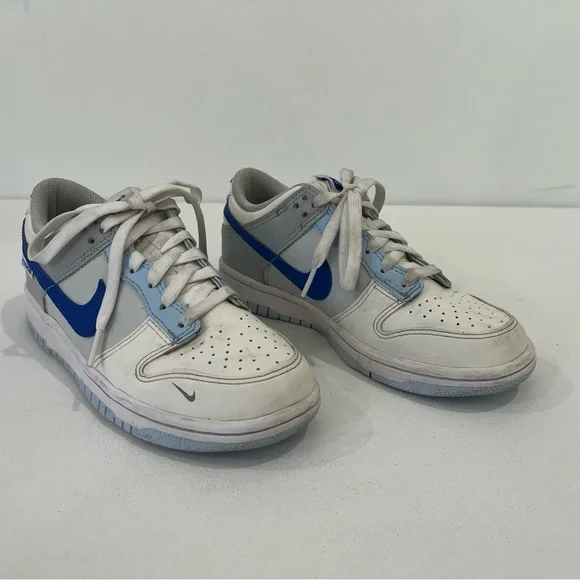 Nike Dunk Low Ivory Hyper Royal Just Stitch It FB1843-141 Size 4Y Women’s 5.5 - Picture 3 of 8